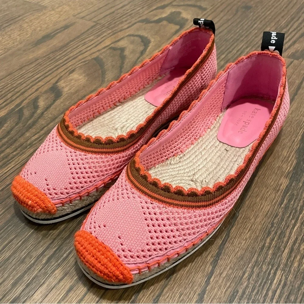Kate Spade Knottingham Knitted Espadrille Flats Pink 6B